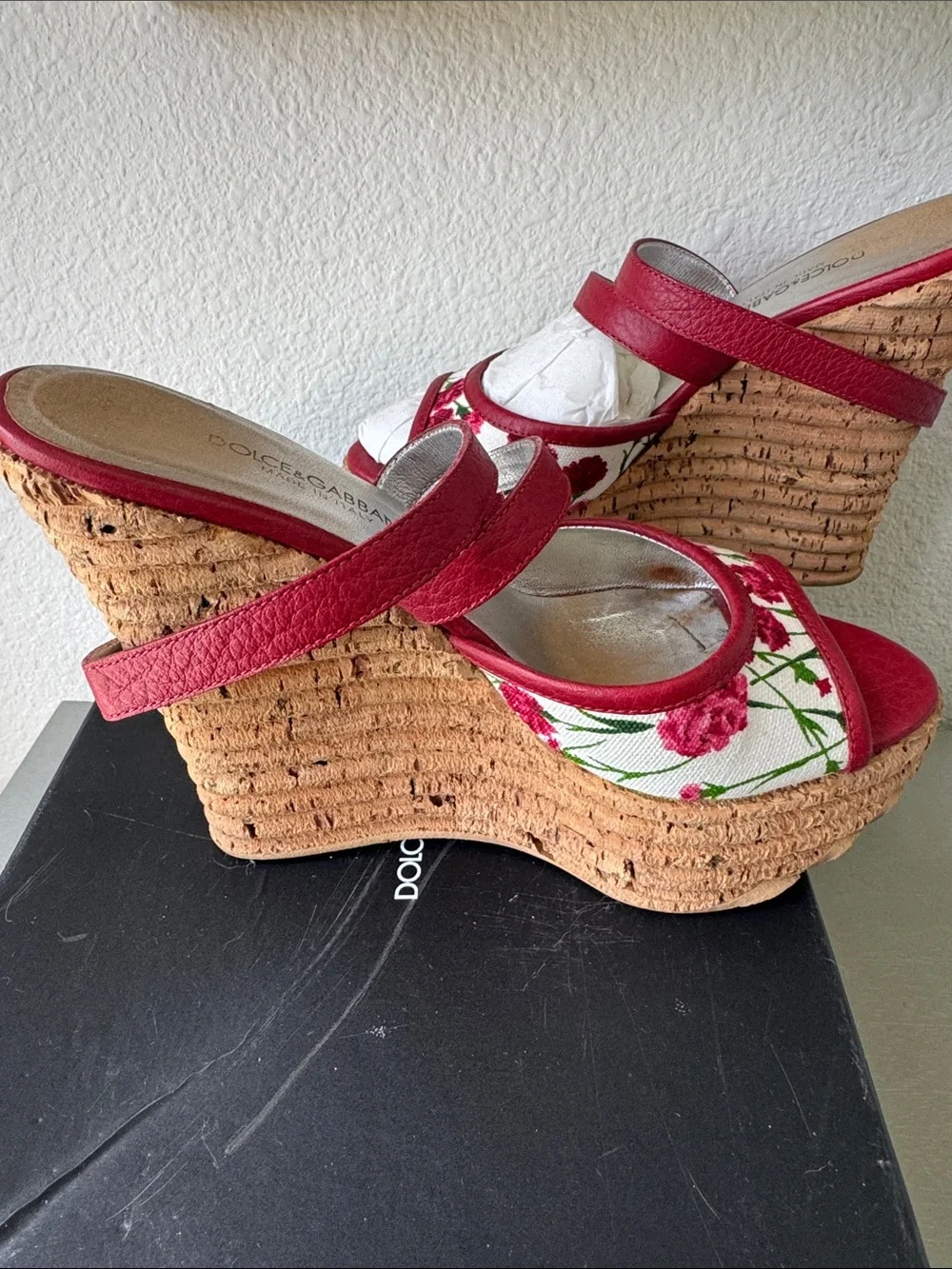 Authentic Dolce & Gabbana Garofani Platform cork wedge